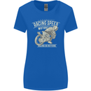 Motorcycle Racing Biker Skull Motorbike Womens Wider Cut T-Shirt Royal Blue
