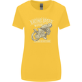 Motorcycle Racing Biker Skull Motorbike Womens Wider Cut T-Shirt Yellow