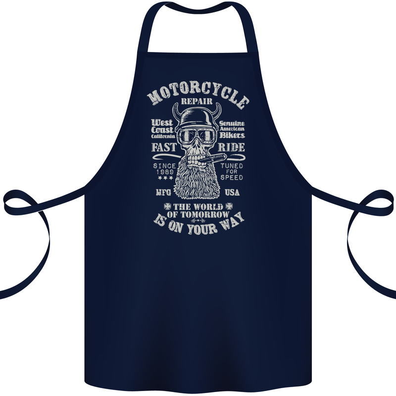 Motorcycle Repair Motorbike Biker Cotton Apron 100% Organic Navy Blue