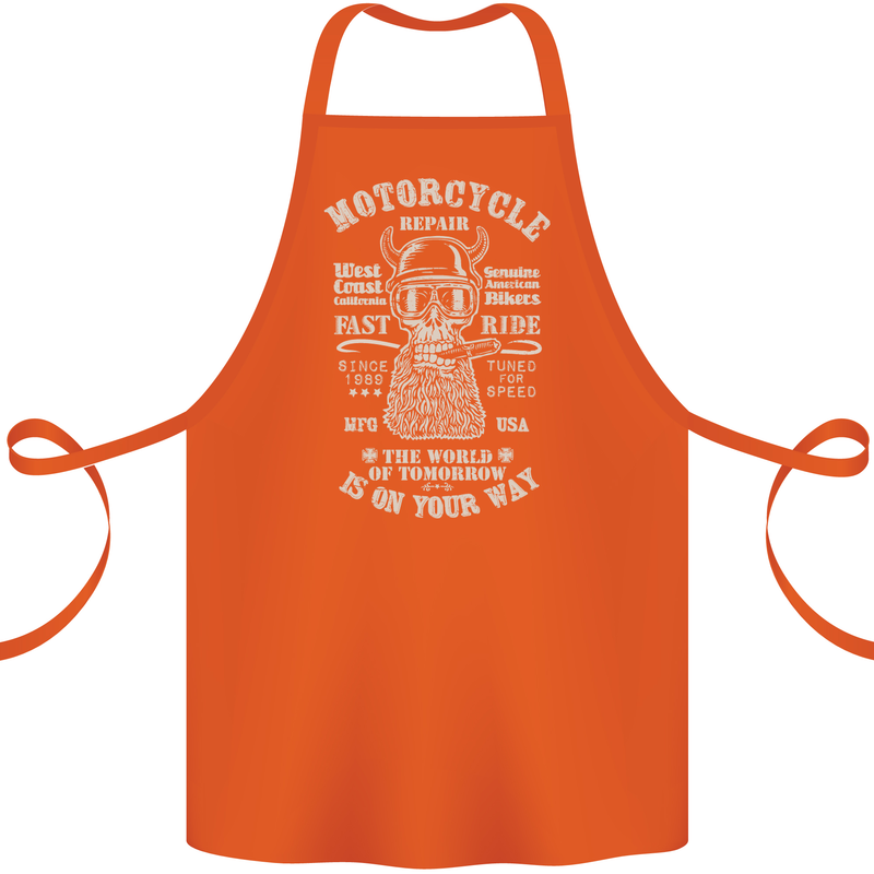 Motorcycle Repair Motorbike Biker Cotton Apron 100% Organic Orange