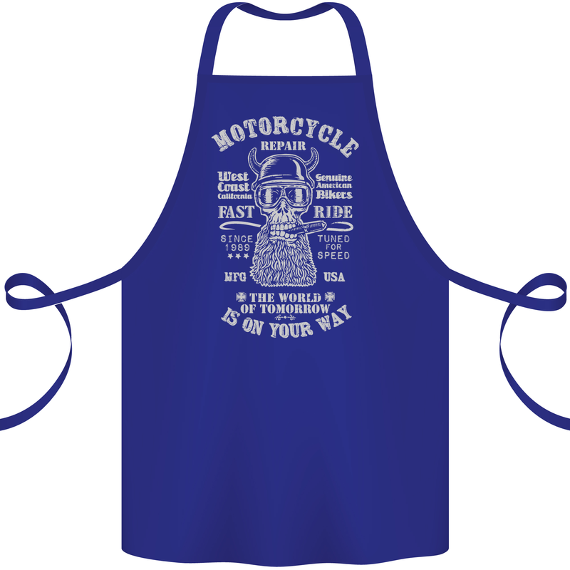 Motorcycle Repair Motorbike Biker Cotton Apron 100% Organic Royal Blue