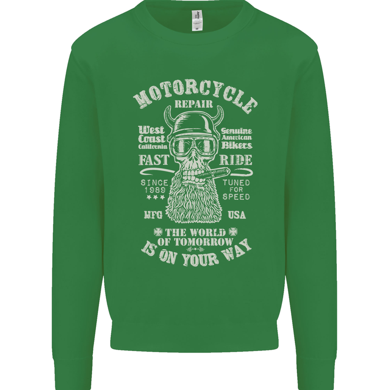 Motorcycle Repair Motorbike Biker Kids Sweatshirt Jumper Irish Green