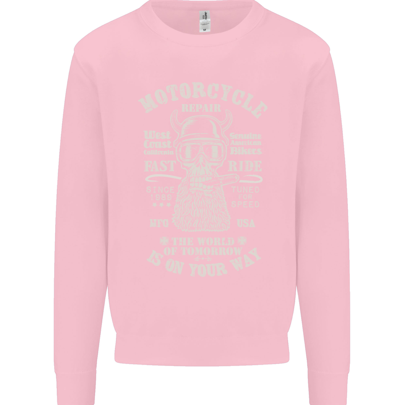 Motorcycle Repair Motorbike Biker Kids Sweatshirt Jumper Light Pink