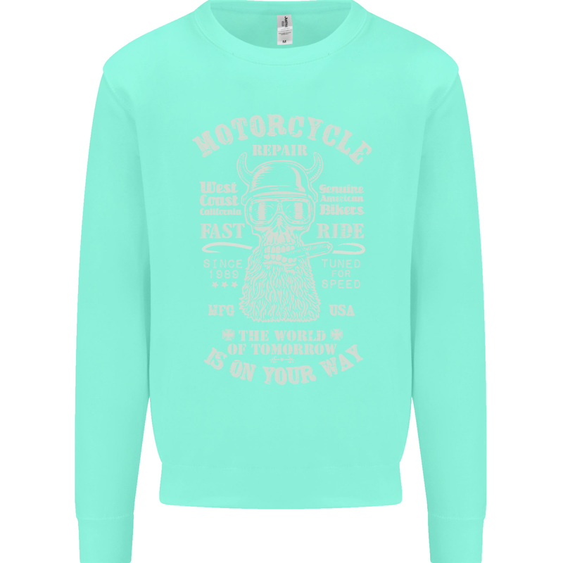Motorcycle Repair Motorbike Biker Kids Sweatshirt Jumper Peppermint