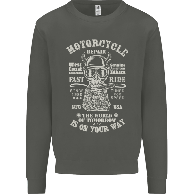 Motorcycle Repair Motorbike Biker Kids Sweatshirt Jumper Storm Grey