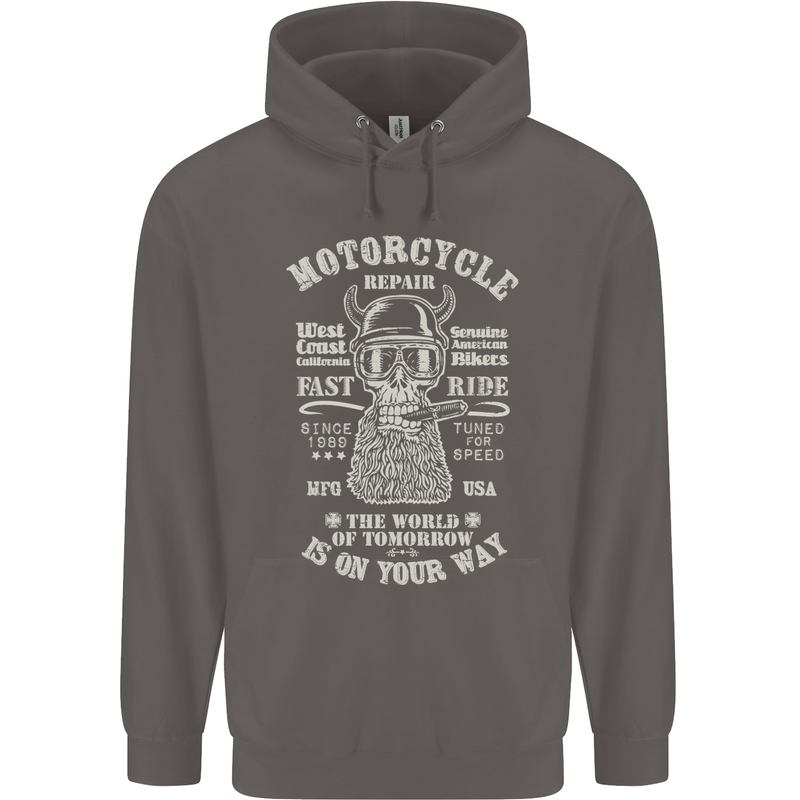 Motorcycle Repair Motorbike Biker Mens 80% Cotton Hoodie Charcoal
