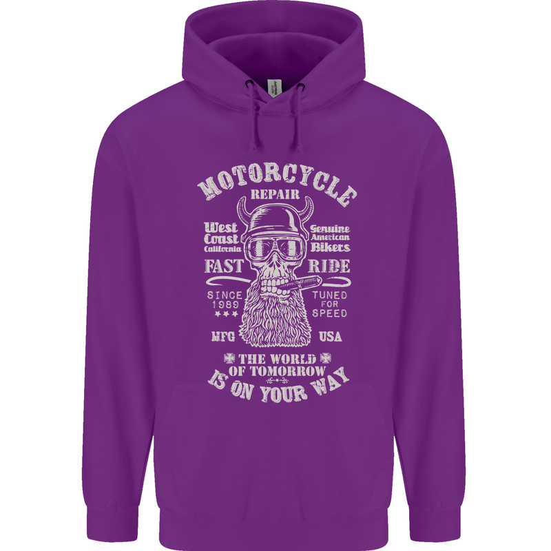 Motorcycle Repair Motorbike Biker Mens 80% Cotton Hoodie Purple