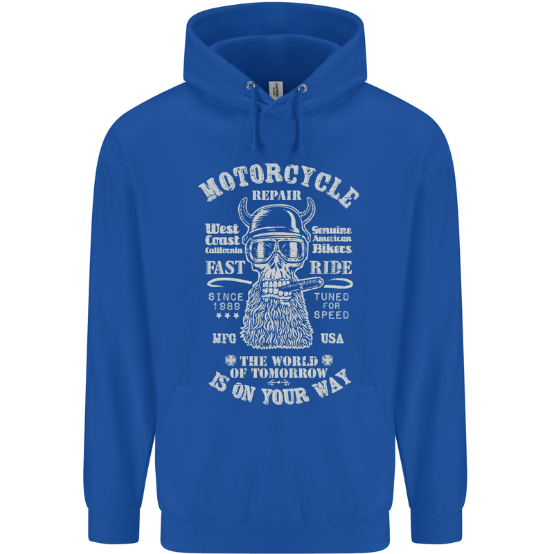 Motorcycle Repair Motorbike Biker Mens 80% Cotton Hoodie Royal Blue
