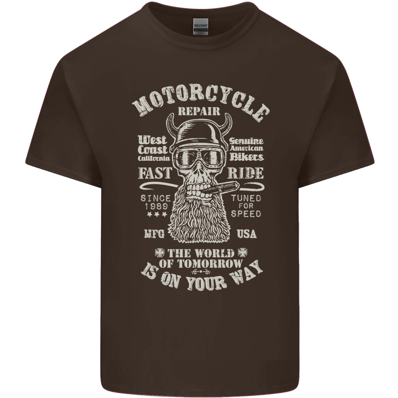 Motorcycle Repair Motorbike Biker Mens Cotton T-Shirt Tee Top Dark Chocolate