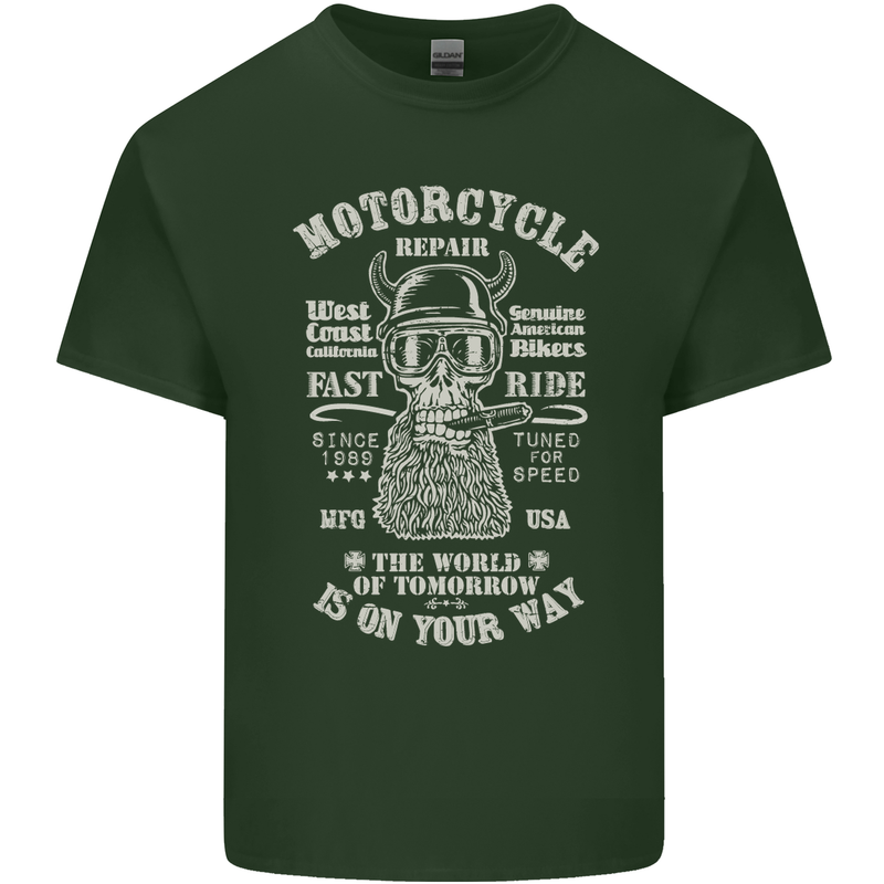 Motorcycle Repair Motorbike Biker Mens Cotton T-Shirt Tee Top Forest Green