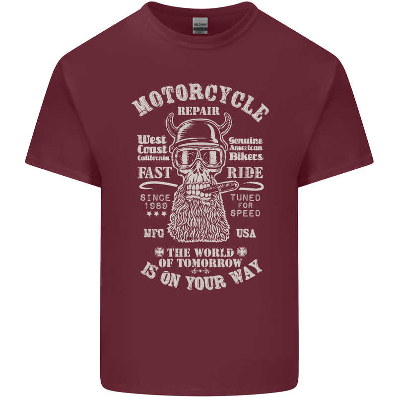 Motorcycle Repair Motorbike Biker Mens Cotton T-Shirt Tee Top Maroon