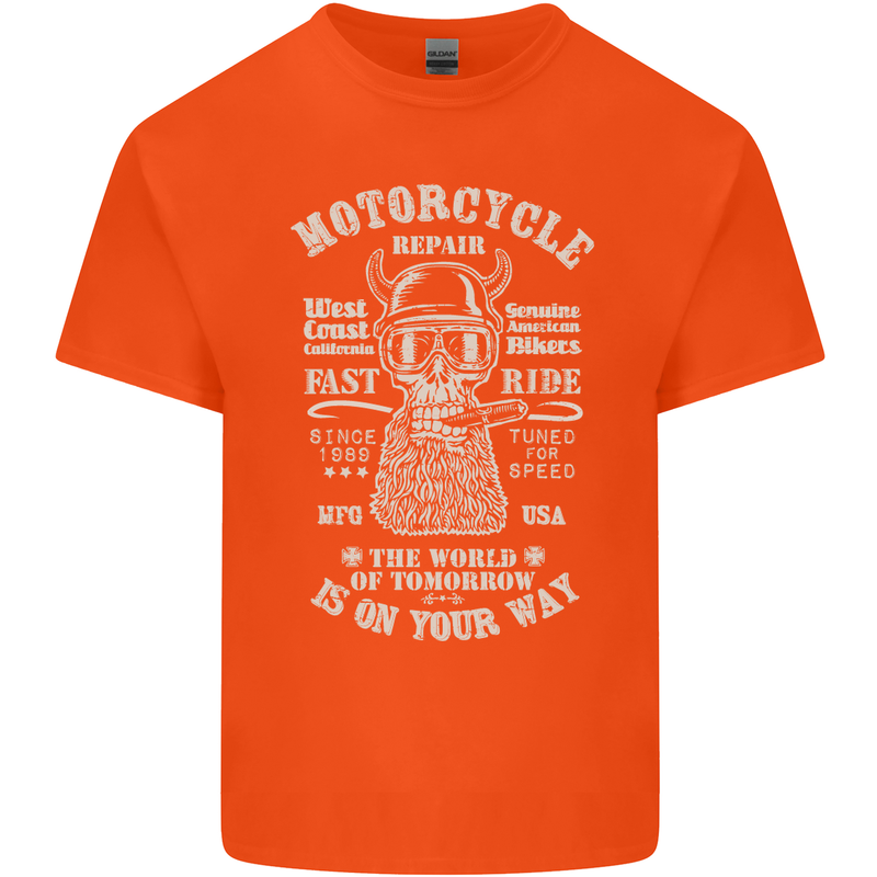 Motorcycle Repair Motorbike Biker Mens Cotton T-Shirt Tee Top Orange