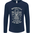 Motorcycle Repair Motorbike Biker Mens Long Sleeve T-Shirt Navy Blue