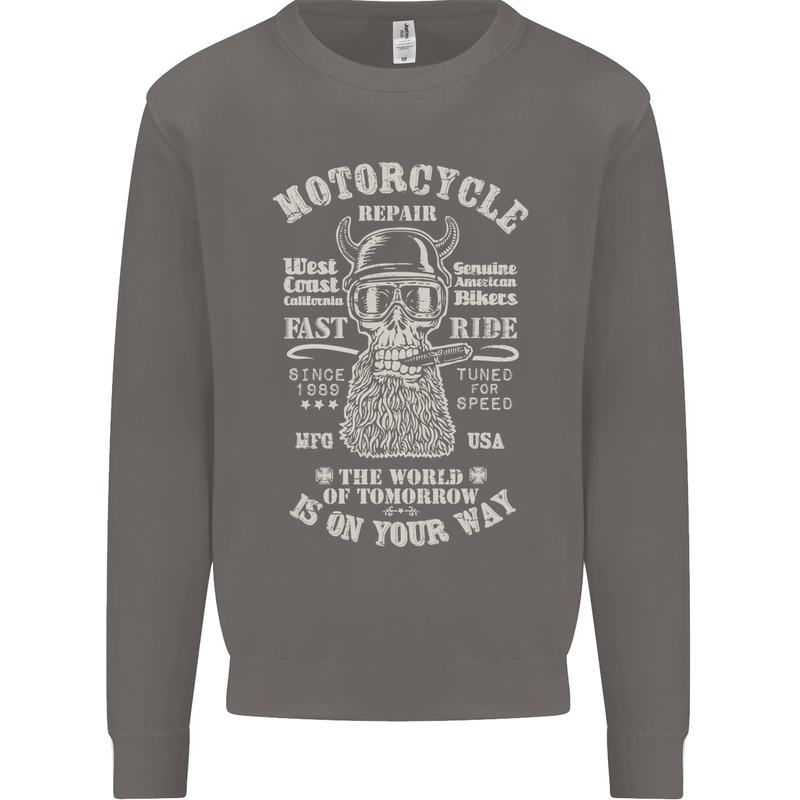 Motorcycle Repair Motorbike Biker Mens Sweatshirt Jumper Charcoal