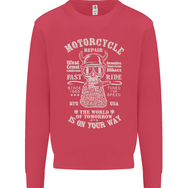 Motorcycle Repair Motorbike Biker Mens Sweatshirt Jumper Heliconia