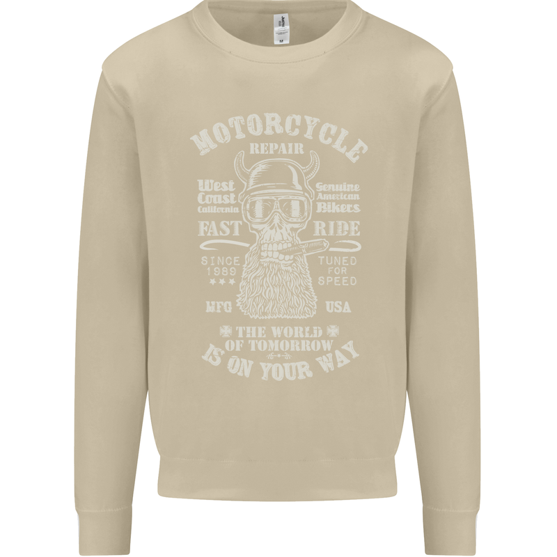 Motorcycle Repair Motorbike Biker Mens Sweatshirt Jumper Sand