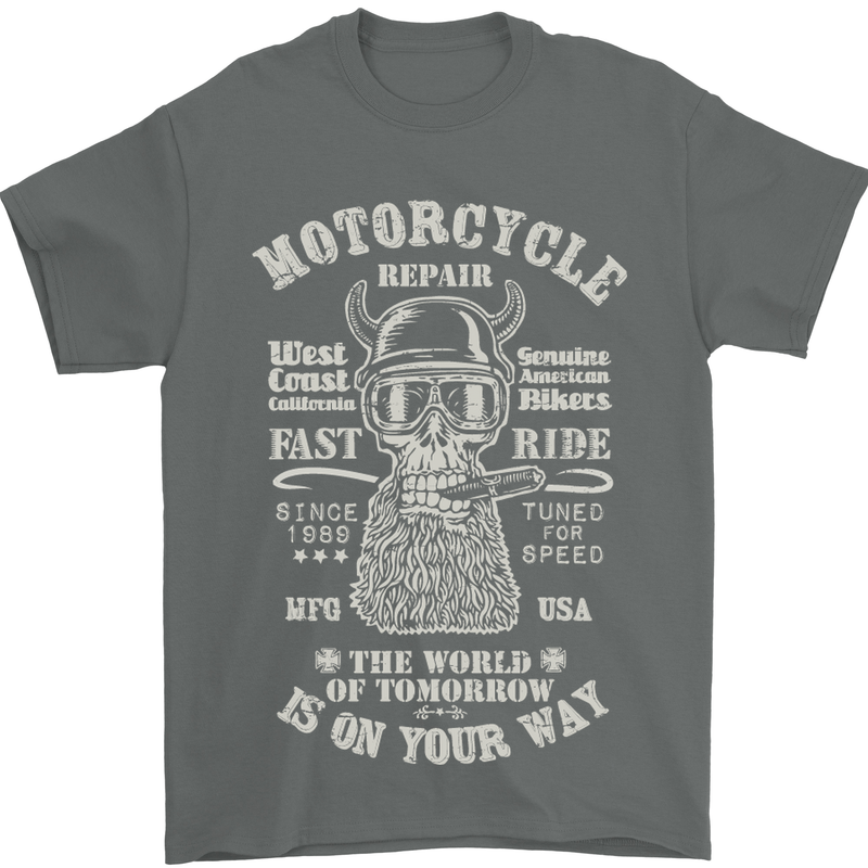 Motorcycle Repair Motorbike Biker Mens T-Shirt Cotton Gildan Charcoal