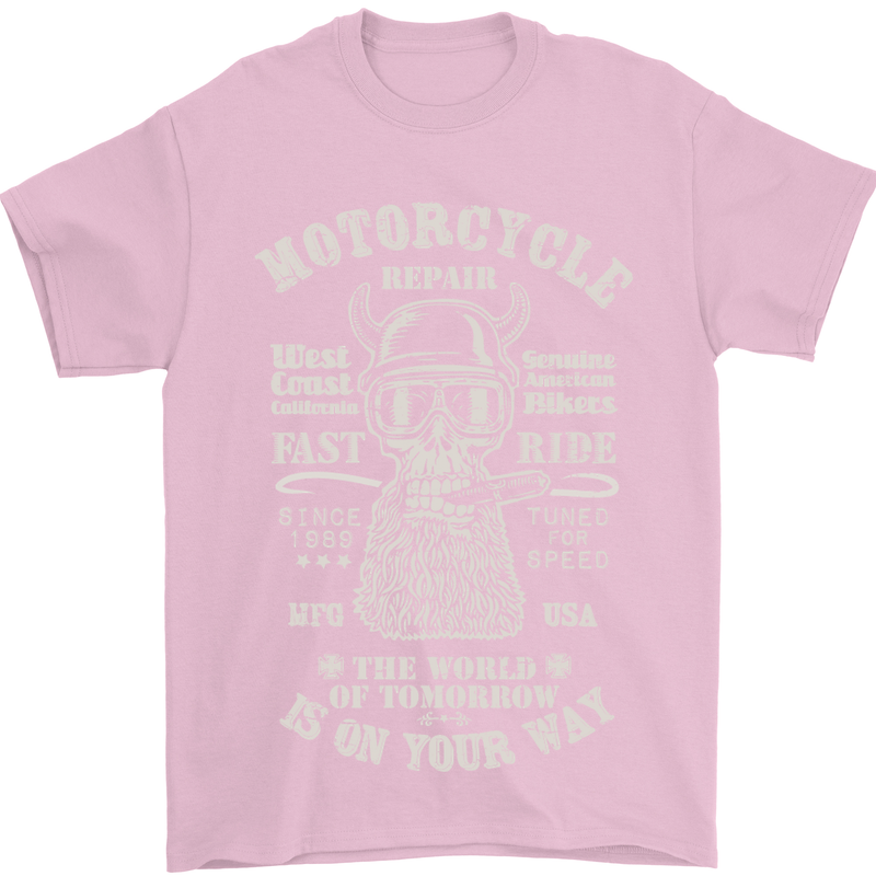 Motorcycle Repair Motorbike Biker Mens T-Shirt Cotton Gildan Light Pink