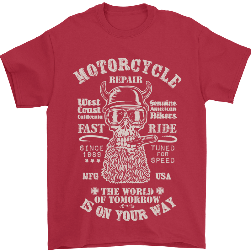Motorcycle Repair Motorbike Biker Mens T-Shirt Cotton Gildan Red