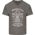 Motorcycle Repair Motorbike Biker Mens V-Neck Cotton T-Shirt Charcoal