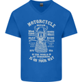 Motorcycle Repair Motorbike Biker Mens V-Neck Cotton T-Shirt Royal Blue