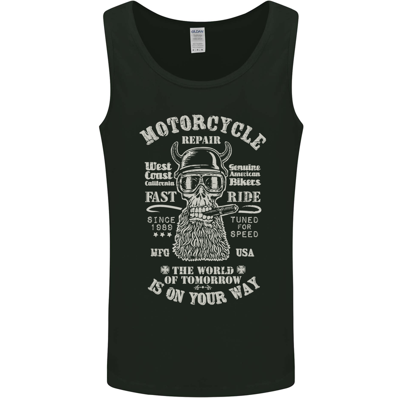 Motorcycle Repair Motorbike Biker Mens Vest Tank Top Black