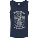 Motorcycle Repair Motorbike Biker Mens Vest Tank Top Navy Blue