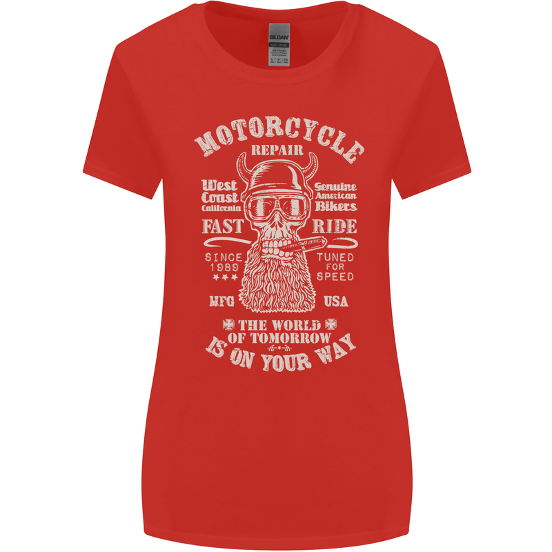 Motorcycle Repair Motorbike Biker Womens Wider Cut T-Shirt Red