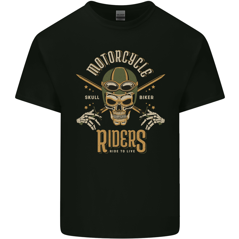 Motorcycle Riders Biker Motorbike Skull Kids T-Shirt Childrens Black