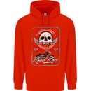 Motorcycle Road Race Biker Motorbike Skull Childrens Kids Hoodie Bright Red