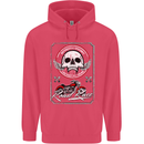 Motorcycle Road Race Biker Motorbike Skull Childrens Kids Hoodie Heliconia
