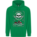 Motorcycle Road Race Biker Motorbike Skull Childrens Kids Hoodie Irish Green