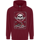 Motorcycle Road Race Biker Motorbike Skull Childrens Kids Hoodie Maroon