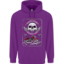Motorcycle Road Race Biker Motorbike Skull Childrens Kids Hoodie Purple