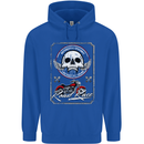 Motorcycle Road Race Biker Motorbike Skull Childrens Kids Hoodie Royal Blue