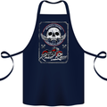 Motorcycle Road Race Biker Motorbike Skull Cotton Apron 100% Organic Navy Blue