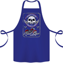 Motorcycle Road Race Biker Motorbike Skull Cotton Apron 100% Organic Royal Blue