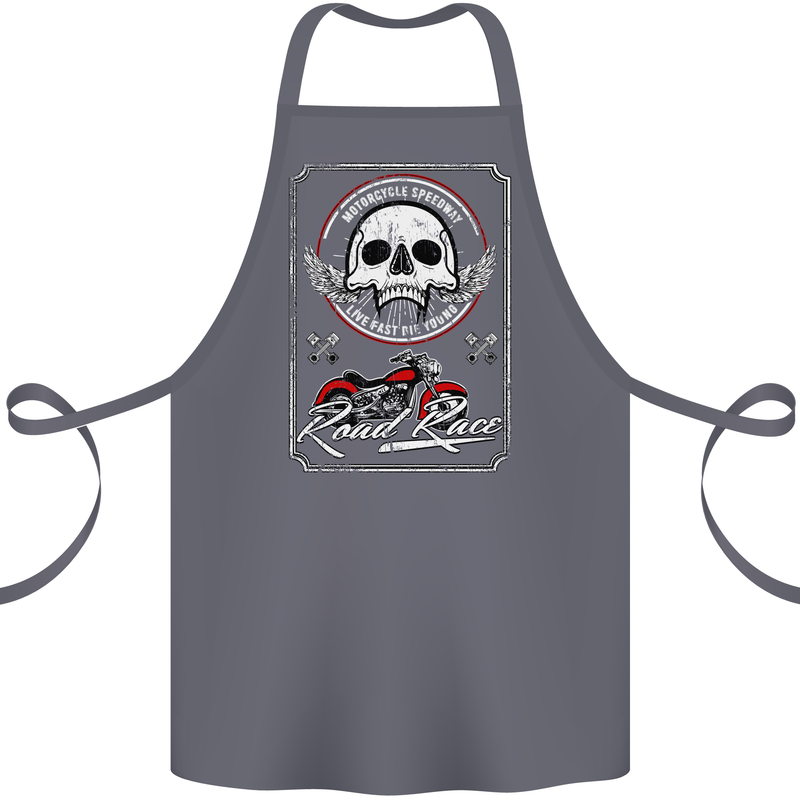 Motorcycle Road Race Biker Motorbike Skull Cotton Apron 100% Organic Steel