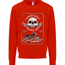 Motorcycle Road Race Biker Motorbike Skull Kids Sweatshirt Jumper Bright Red