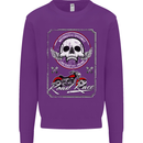 Motorcycle Road Race Biker Motorbike Skull Kids Sweatshirt Jumper Purple