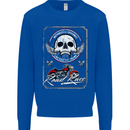 Motorcycle Road Race Biker Motorbike Skull Kids Sweatshirt Jumper Royal Blue