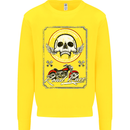 Motorcycle Road Race Biker Motorbike Skull Kids Sweatshirt Jumper Yellow