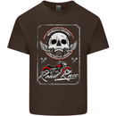 Motorcycle Road Race Biker Motorbike Skull Kids T-Shirt Childrens Chocolate