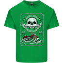 Motorcycle Road Race Biker Motorbike Skull Kids T-Shirt Childrens Irish Green