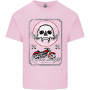 Motorcycle Road Race Biker Motorbike Skull Kids T-Shirt Childrens Light Pink