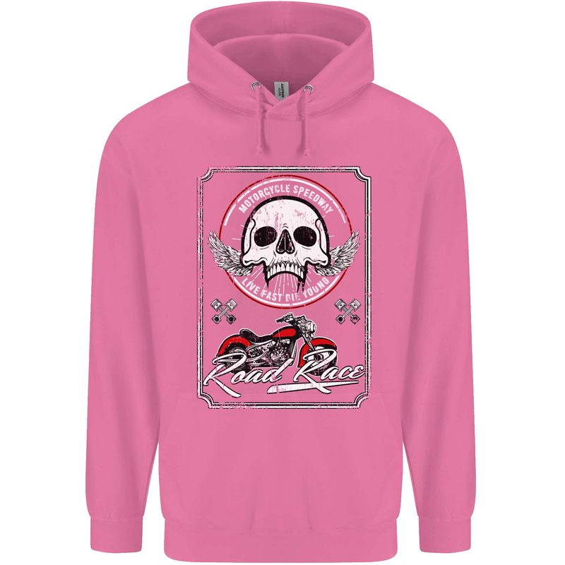 Motorcycle Road Race Biker Motorbike Skull Mens 80% Cotton Hoodie Azelea