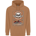 Motorcycle Road Race Biker Motorbike Skull Mens 80% Cotton Hoodie Caramel Latte