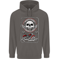 Motorcycle Road Race Biker Motorbike Skull Mens 80% Cotton Hoodie Charcoal