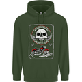 Motorcycle Road Race Biker Motorbike Skull Mens 80% Cotton Hoodie Forest Green