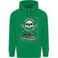 Motorcycle Road Race Biker Motorbike Skull Mens 80% Cotton Hoodie Irish Green